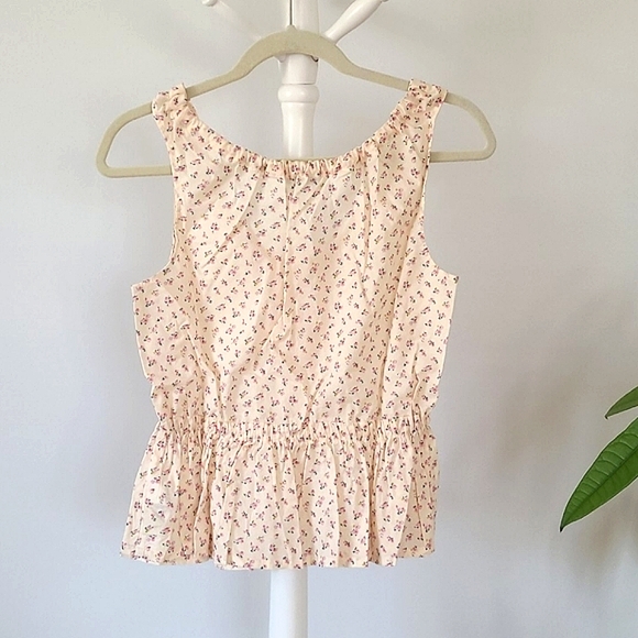 MADEWELL Cream Floral Drawstring Sleeveless Tank Blouse - Picture 8 of 10